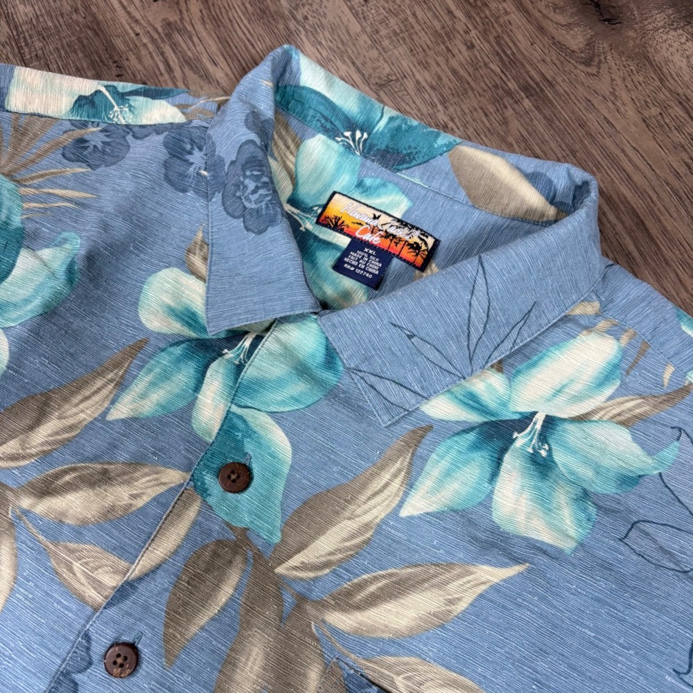 Havana Jacks Cafe Mens XXL Silk Tropical Floral Short Sleeve Button‎ Up Shirt
